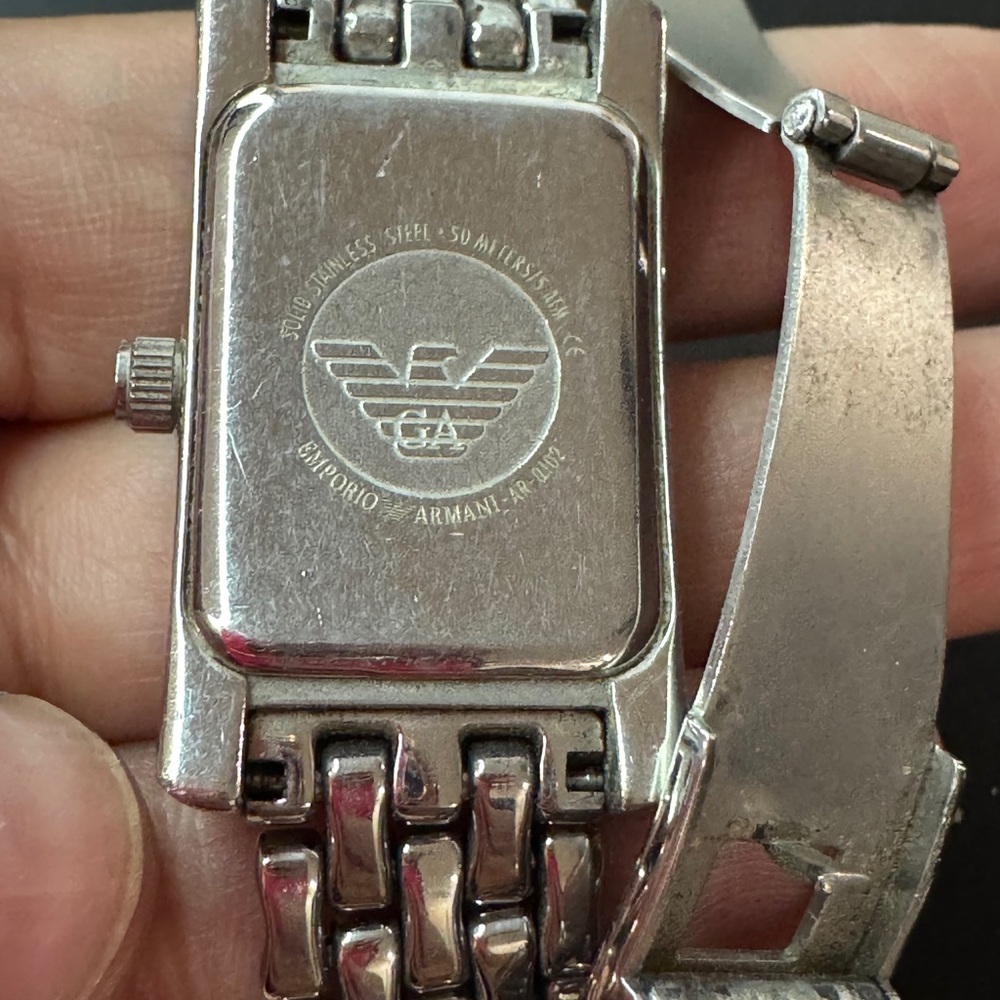 Emporio Armani Rectangular Stainless Steel Watch - Picture 8 of 10